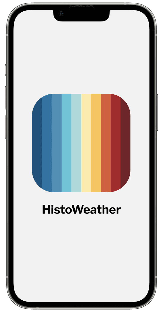 iPhone showing the color gradient logo of the Histoweather app